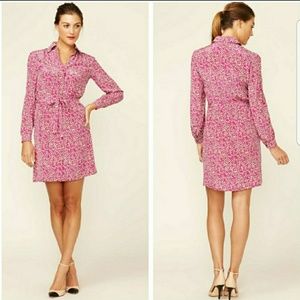 ELORIE Belted Silk Star Shirt Dress Size S